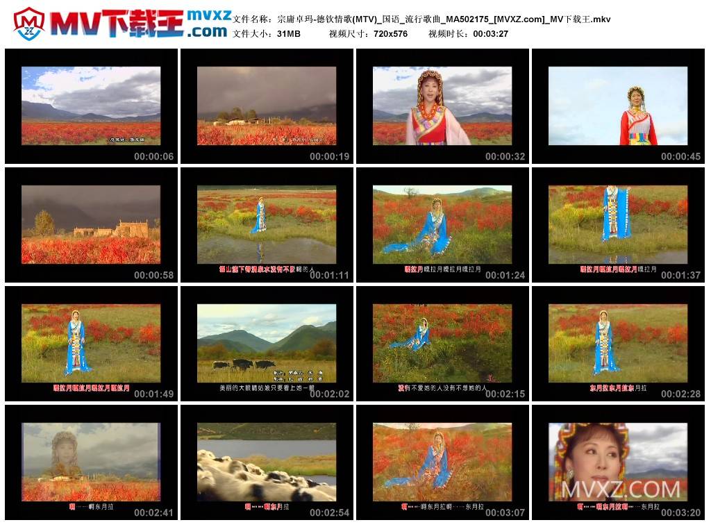 宗庸卓玛-德钦情歌(MTV)_国语_流行歌曲_MA502175